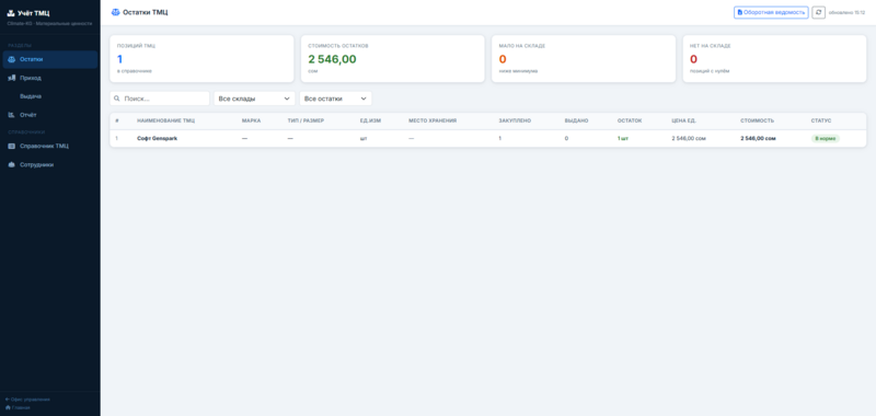 CRM-система учёта товарно-материальных ценностей предприятия