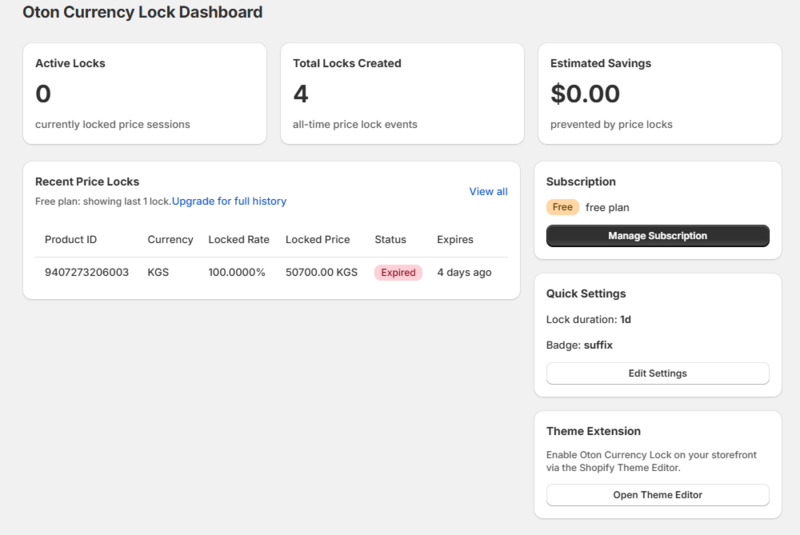 Oton Currency Locker — управление валютами и ценами в Shopify